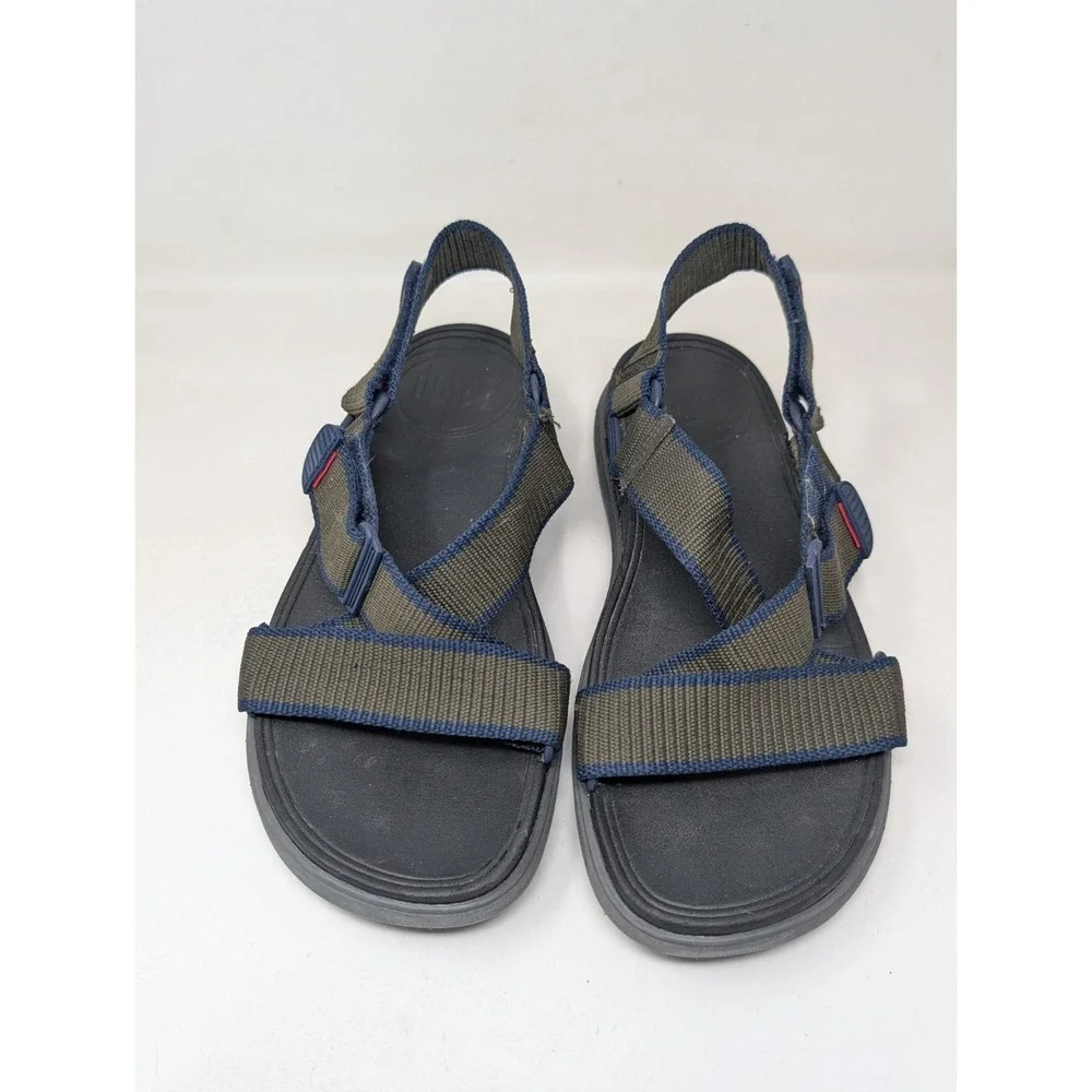 Fitflop Men's‎ Size US 12 Sling II Webbing Sandals Shoes Ankle Strap Gray Blue